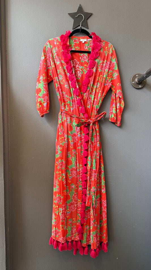 Tassel Wrap Robe Maxi Dress