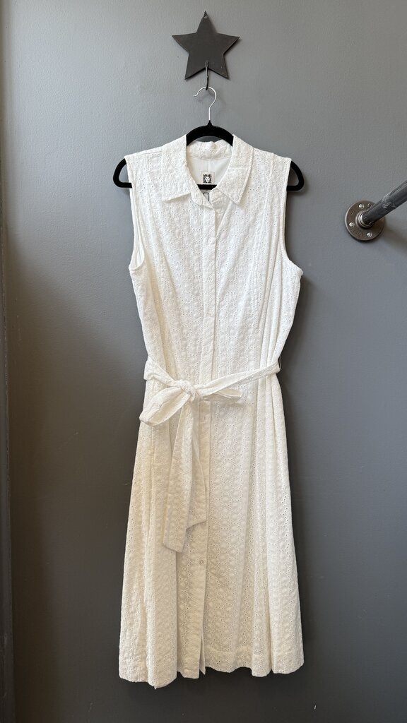 Eyelet Belted Midi Dress