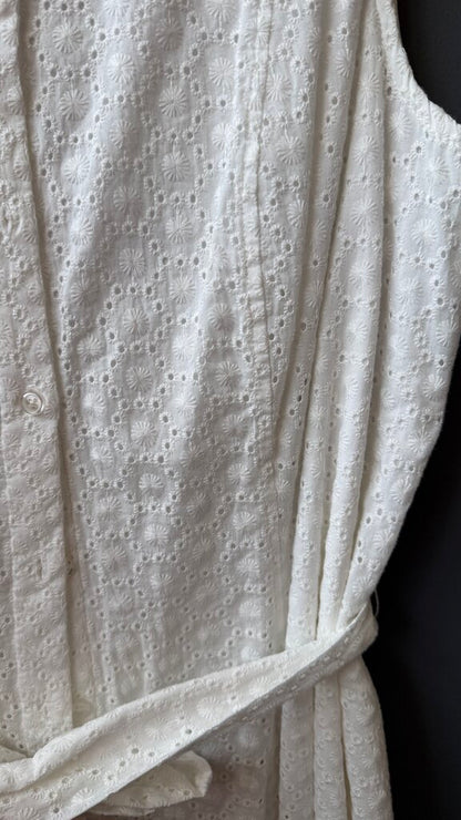 Eyelet Belted Midi Dress