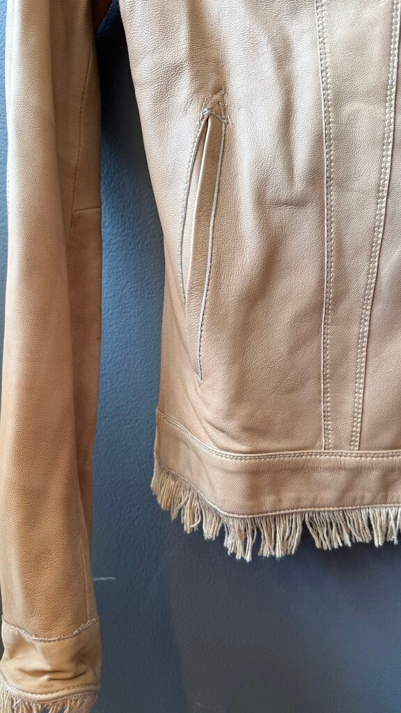 Leather Fringe Hem Jacket