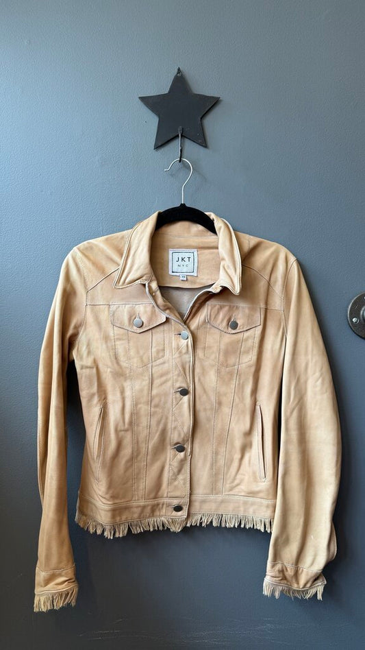 Leather Fringe Hem Jacket
