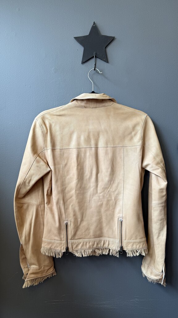 Leather Fringe Hem Jacket