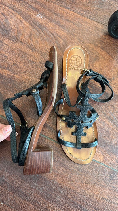 Block Heel Logo Sandals