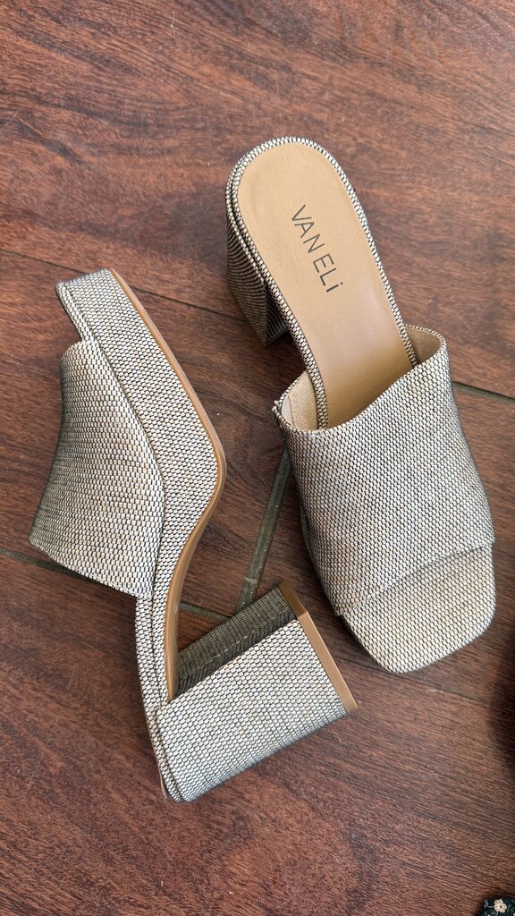 Shimmer Block Heel Mules