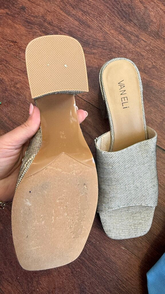 Shimmer Block Heel Mules