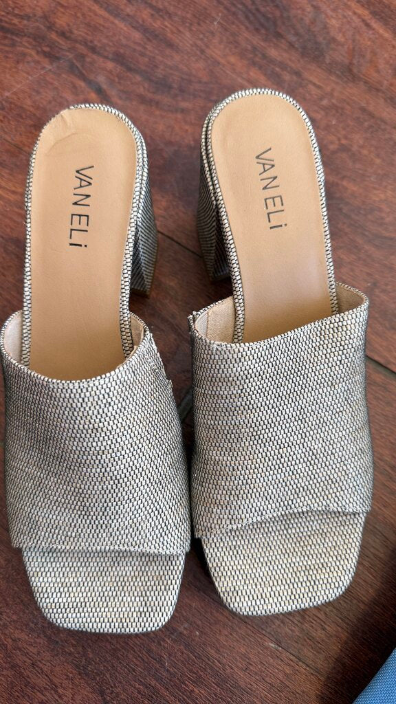 Shimmer Block Heel Mules
