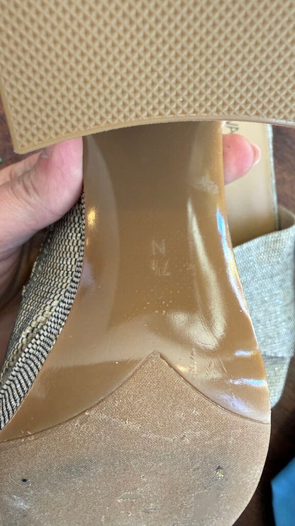 Shimmer Block Heel Mules