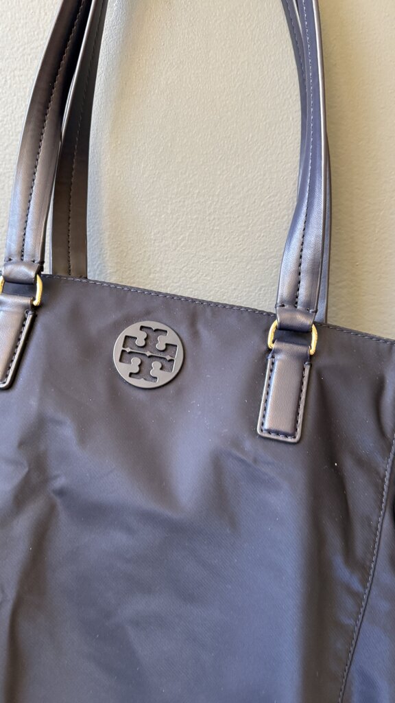 Nylon Leather Strap Tote Bag