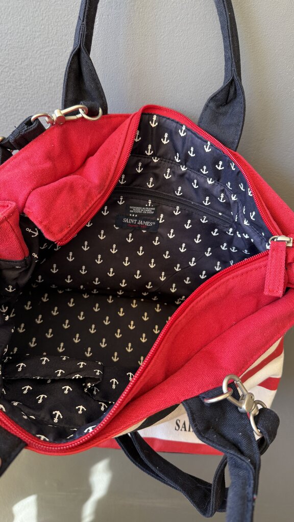 Striped Tote Satchel Crossbody Bag