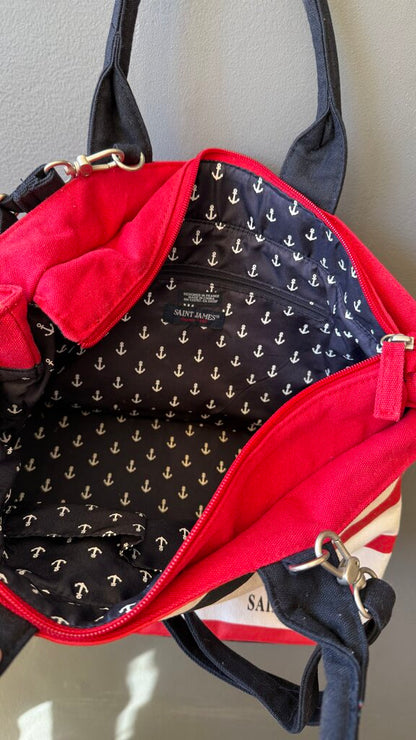 Striped Tote Satchel Crossbody Bag