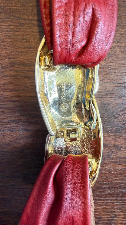 Vintage Gold Buckle Leather Belt