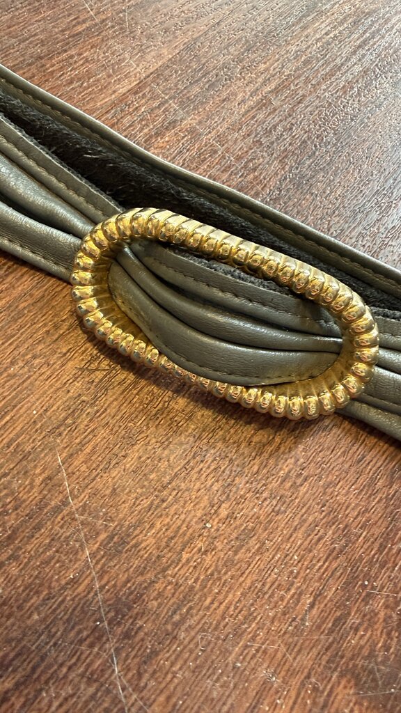 Vintage Gold Oval Buckle Leather Belt