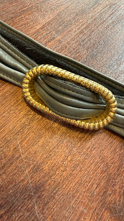 Vintage Gold Oval Buckle Leather Belt