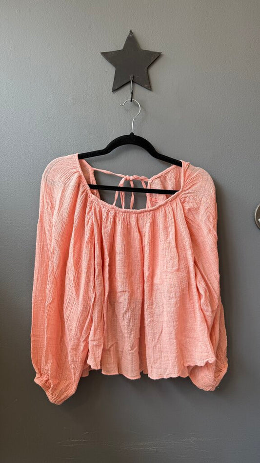 Gauze Cutout Back Blouse