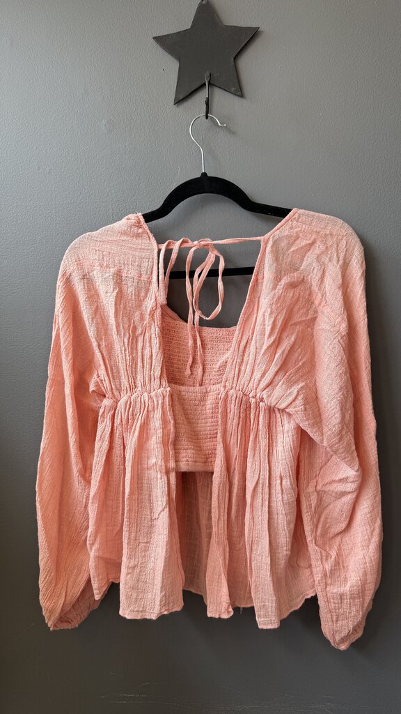 Gauze Cutout Back Blouse