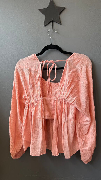 Gauze Cutout Back Blouse