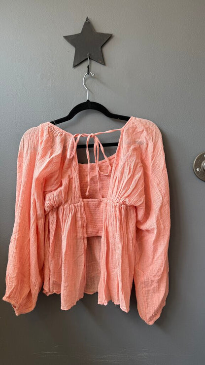Gauze Cutout Back Blouse