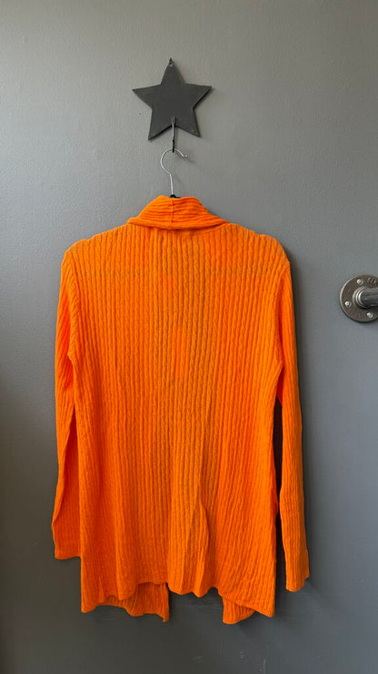 Cableknit Cotton Cashmere Open Cardigan Sweater