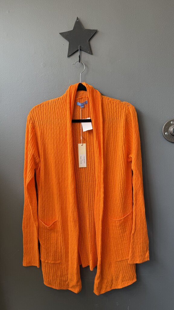 Cableknit Cotton Cashmere Open Cardigan Sweater