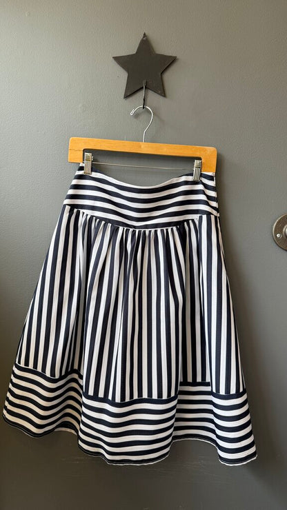 Stripe Full Midi Skirt