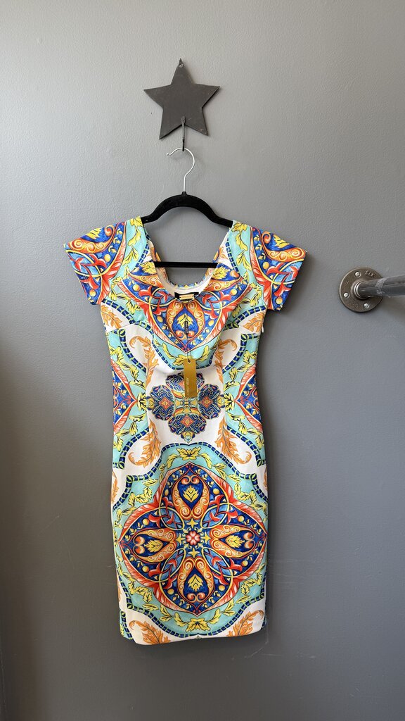 Stretch Tile Print Sheath Dress