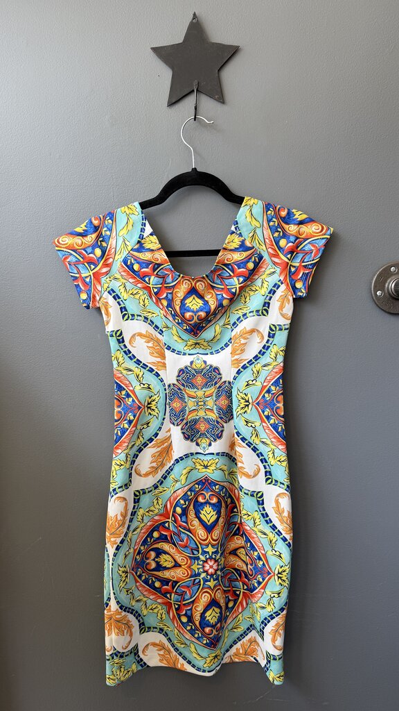 Stretch Tile Print Sheath Dress