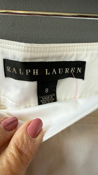 Slim Side Button White Pants