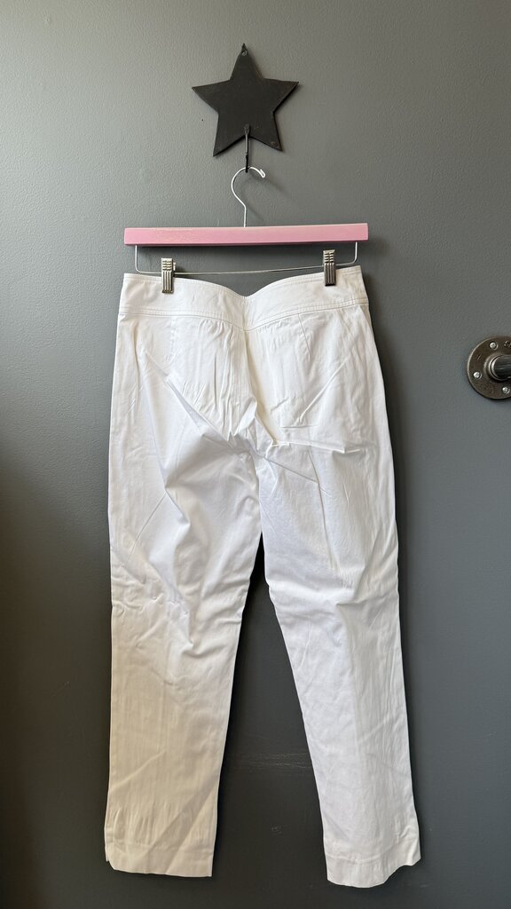 Slim Side Button White Pants