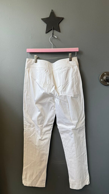 Slim Side Button White Pants