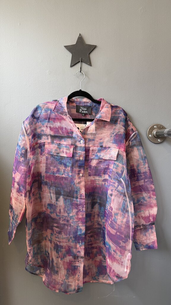Sheer Pocket Button Up Tunic