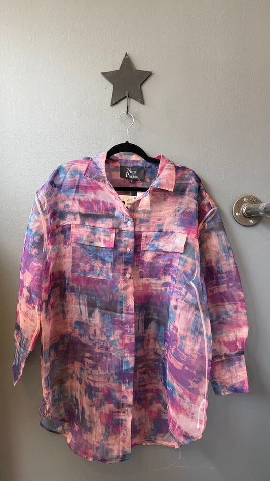 Sheer Pocket Button Up Tunic