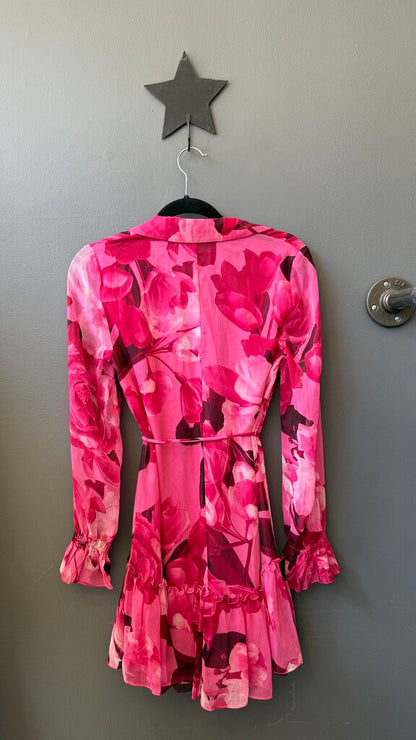 Rose Sheer Ruffle Floral Dress