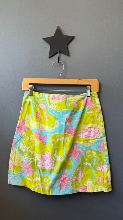 Helicopter Print Cotton Skirt