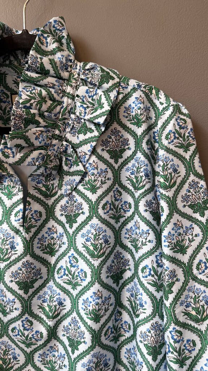 Ruffle Neck Floral Blouse