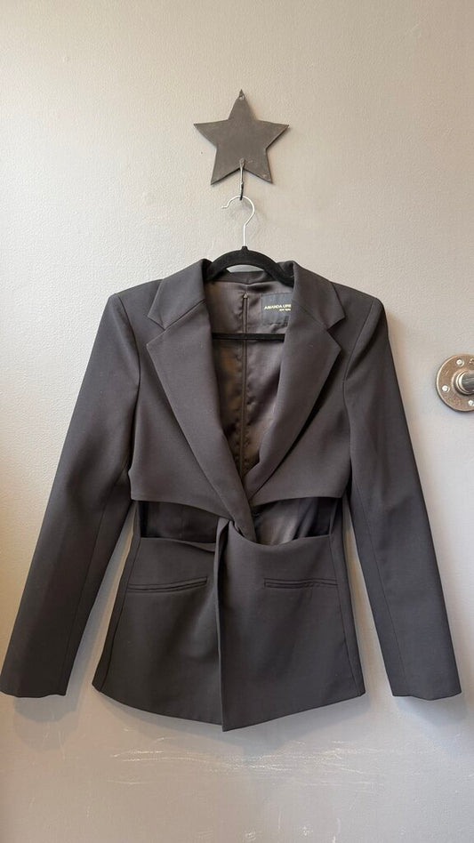 Cutout Waist Blazer Top