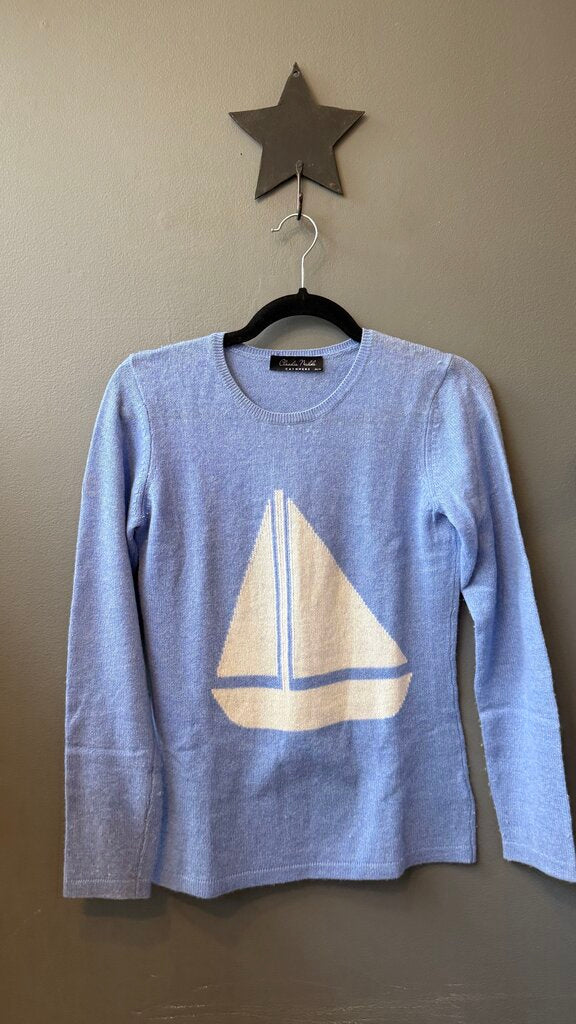 Sailboat Motif Cashmere Sweater