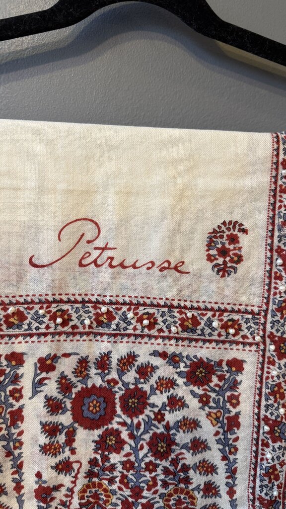 Wool Beaded Print Scarf