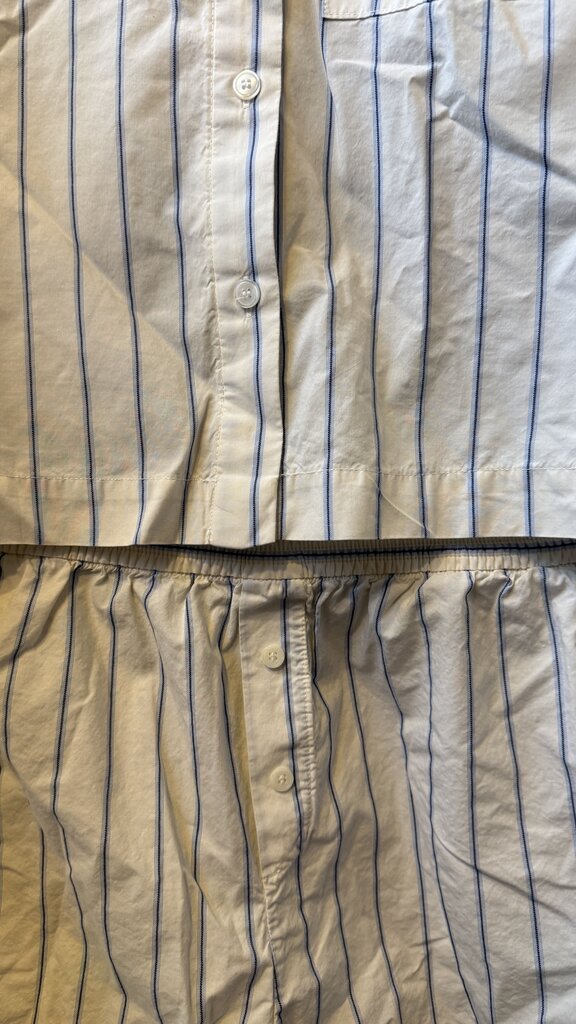 Stripe Button Up + Shorts PJ Set
