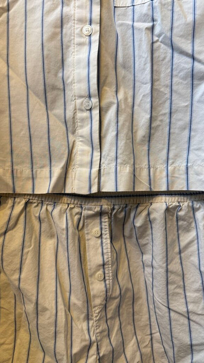 Stripe Button Up + Shorts PJ Set