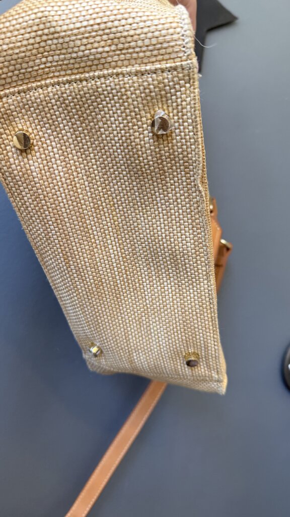 Woven Raffia Leather Strap Satchel