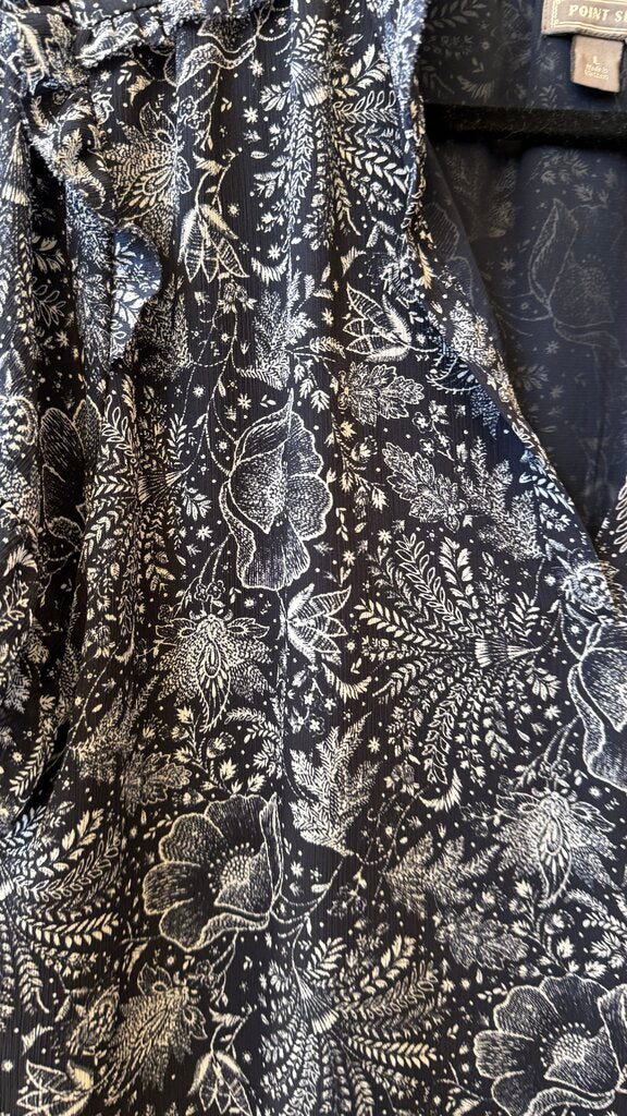 Floral Chiffon Ruffle Neck Blouse