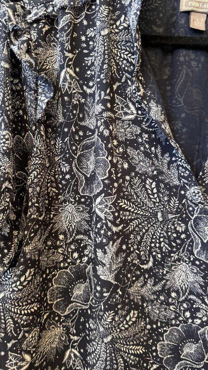 Floral Chiffon Ruffle Neck Blouse