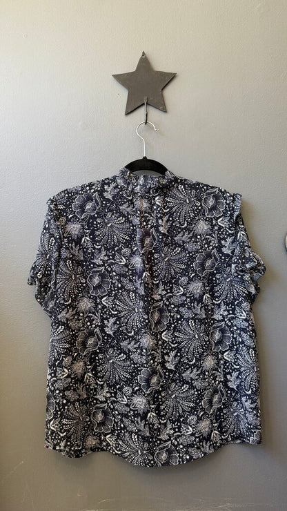 Floral Chiffon Ruffle Neck Blouse