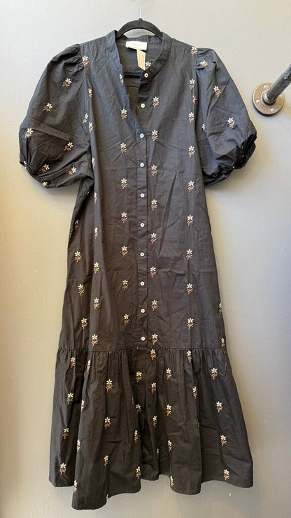 Embroidered Floral Midi Shirtdress