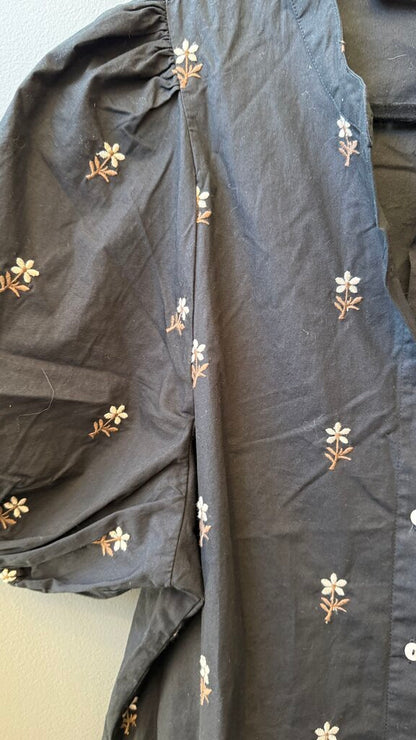 Embroidered Floral Midi Shirtdress