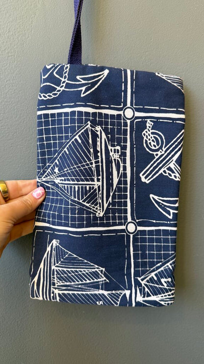 Nautical Print Canvas Wristlet