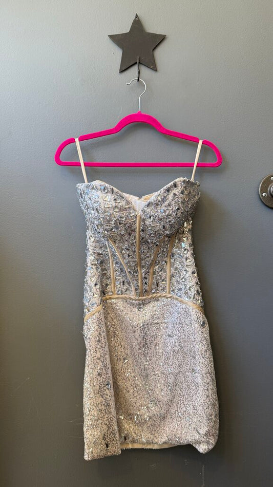 Rhinestone Bustier Mini Dress