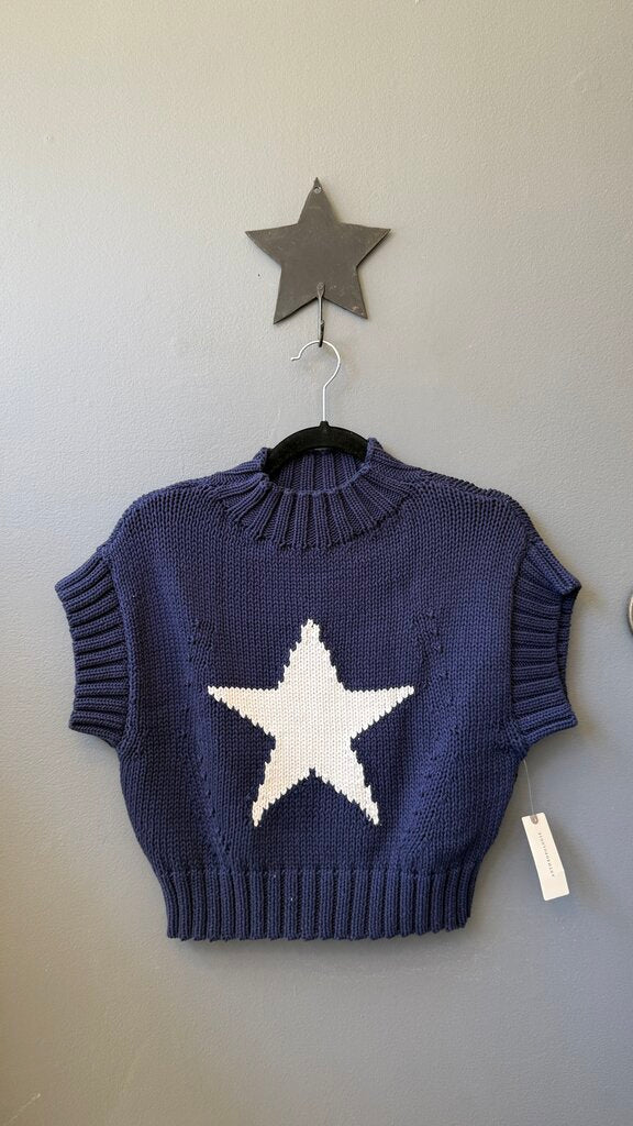 Star Motif Short Sleeve Sweater