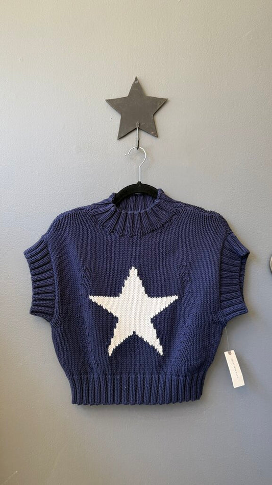 Star Motif Short Sleeve Sweater