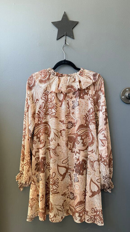 Paisley Ruffle Swing Mini Dress